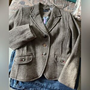 Brown Herringbone Women's Blazer